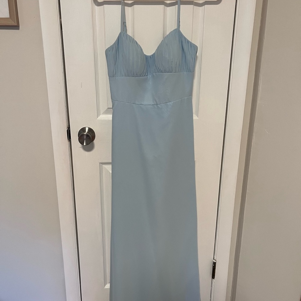 Azazie Sky Blue Maxi Dress with Spaghetti Straps
